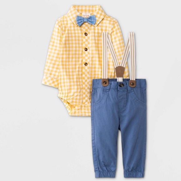 Cat & Jack Other - Baby Boys' Gingham Woven Top & Bottom Set - Cat & Jack™ Yellow 12M